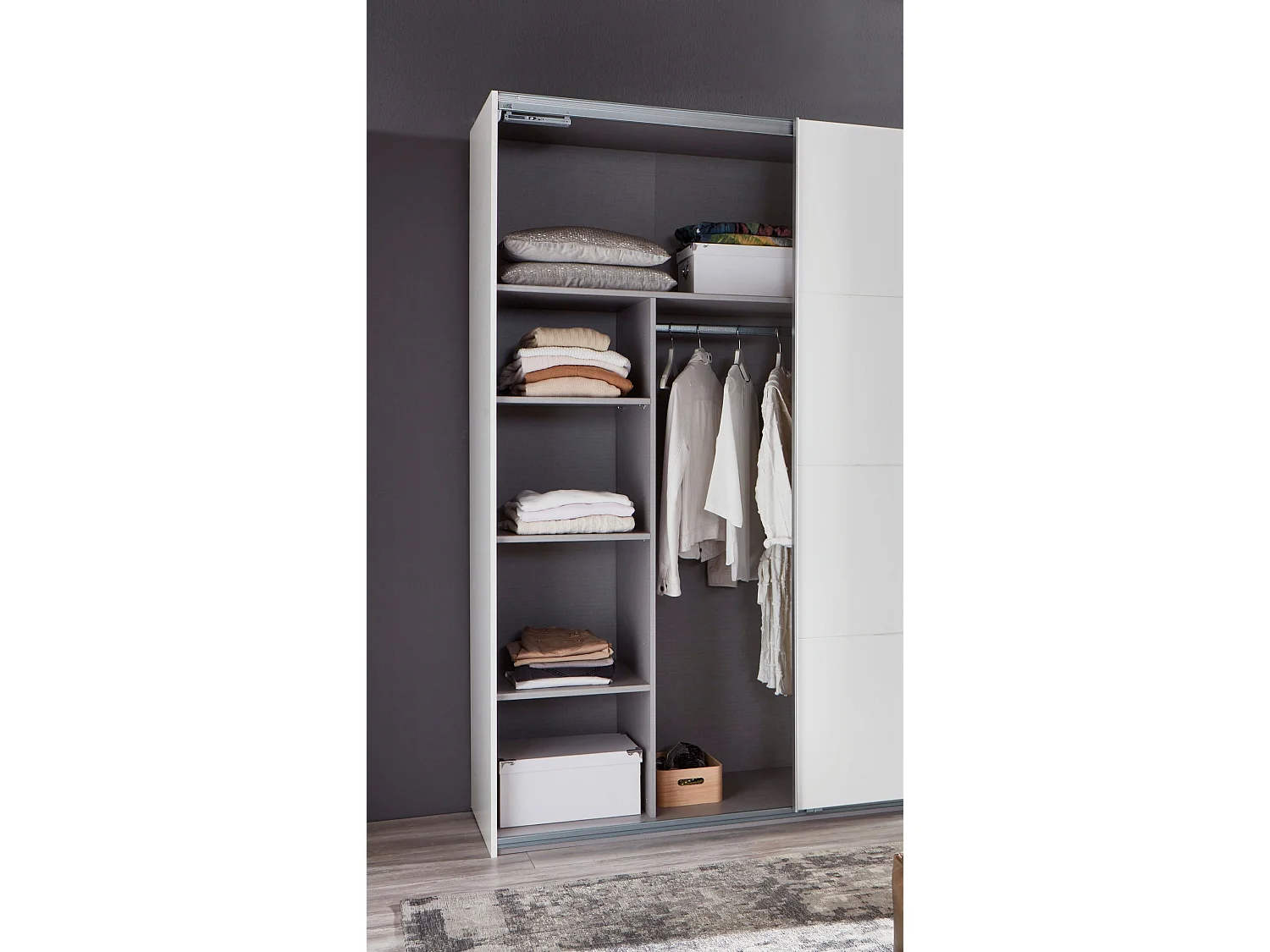 SCHWEBETÜRENSCHRANK Bern graphit / weiß 225 / 64 / 210cm