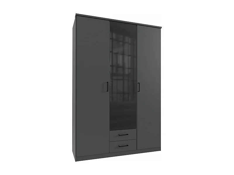 KLEIDERSCHRANK Soest graphit / Schwarzglas 135 / 58 / 198cm
