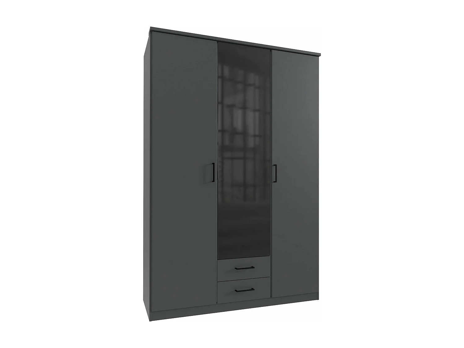 KLEIDERSCHRANK Soest graphit / Schwarzglas 135 / 58 / 198cm