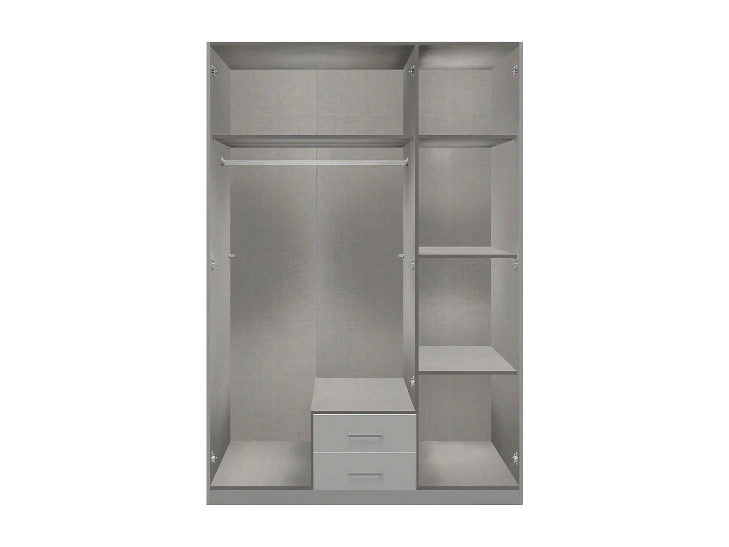 KLEIDERSCHRANK Soest graphit / Schwarzglas 135 / 58 / 198cm