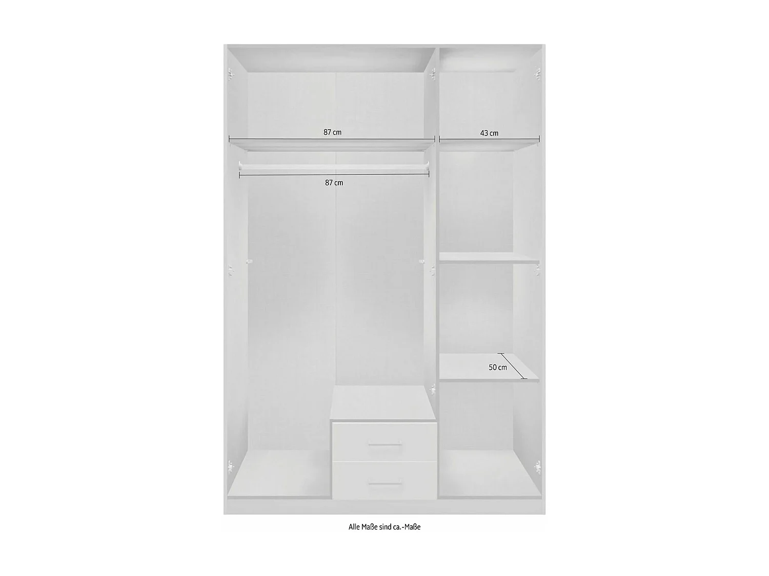 KLEIDERSCHRANK Soest graphit / Schwarzglas 135 / 58 / 198cm
