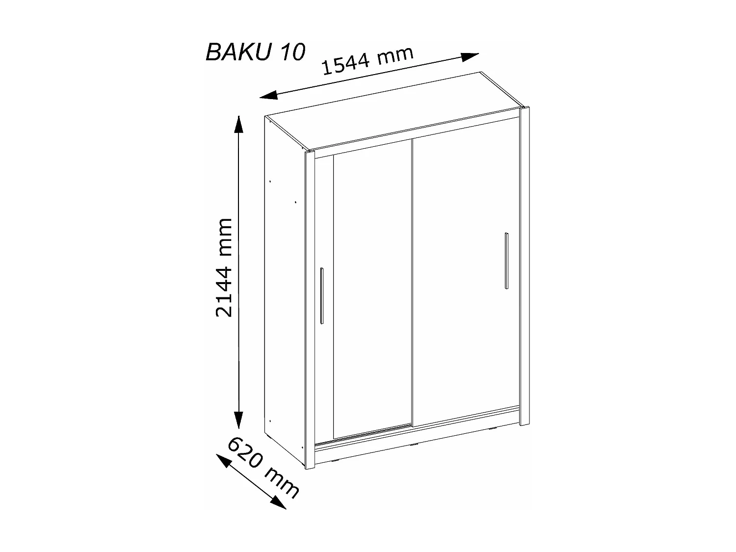 SCHIEBETÜRENSCHRANK Baku graphit 155 / 62 / 214,4cm