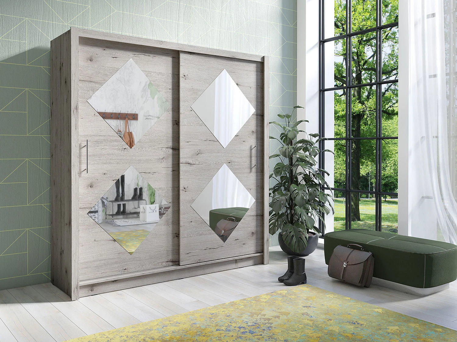 SCHIEBETÜRENSCHRANK Bora wellington eiche 205 / 61,6 / 215cm