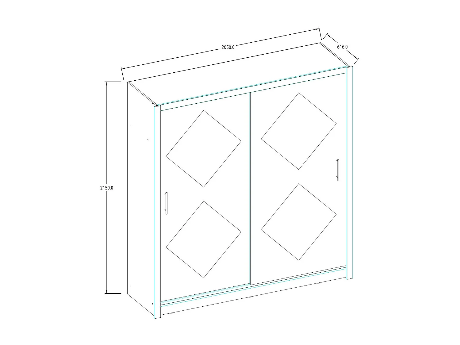 SCHIEBETÜRENSCHRANK Bora wellington eiche 205 / 61,6 / 215cm