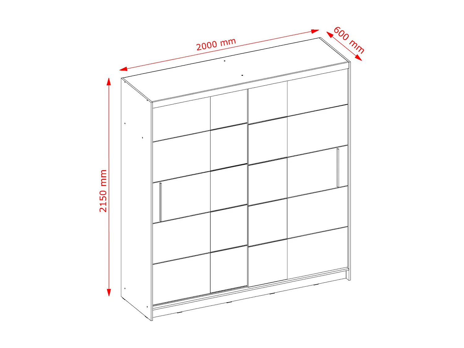 SCHIEBETÜRENSCHRANK Bruno graphitgrau / schwarz glänzend 200,4 / 60 / 215cm