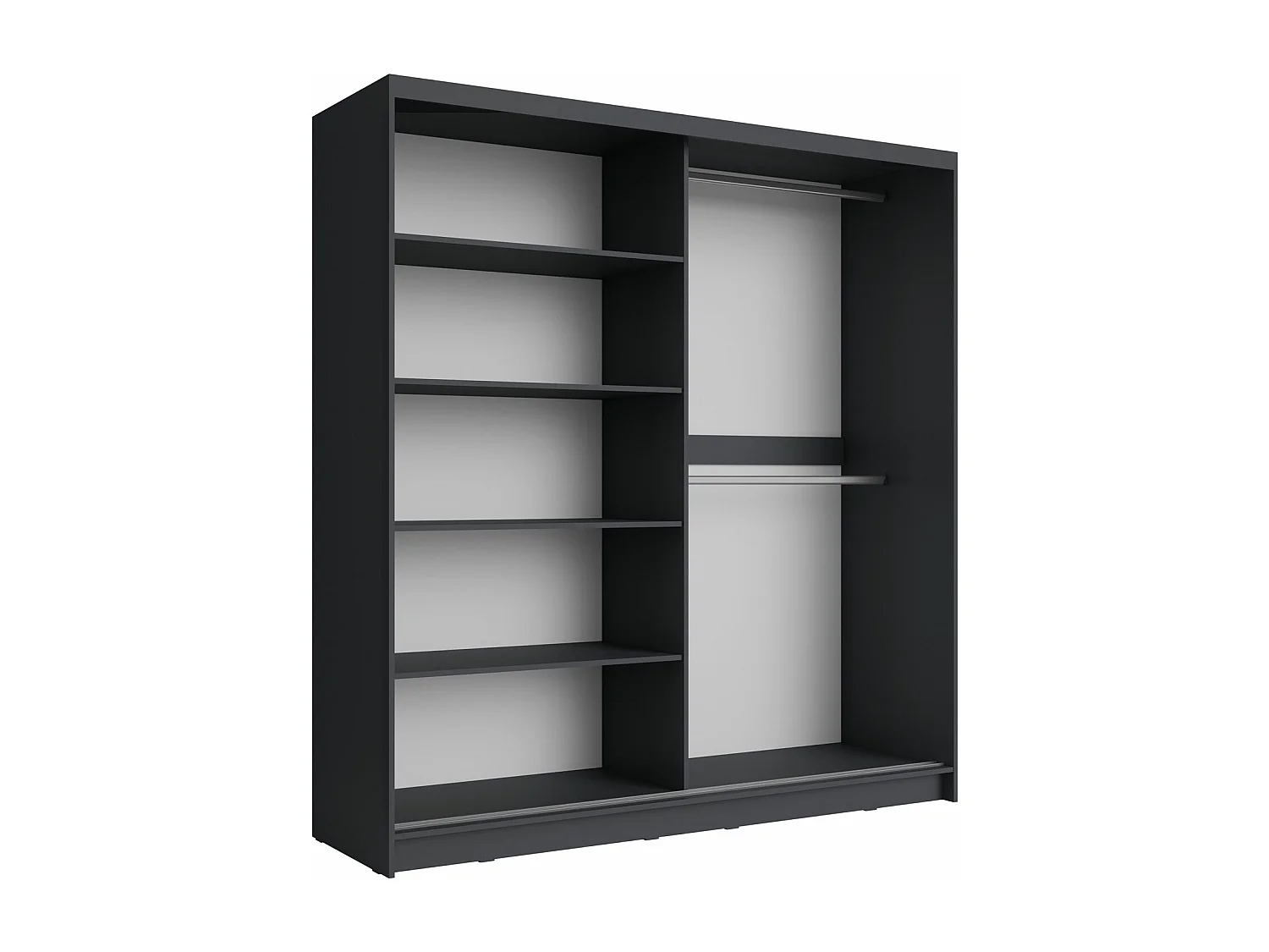 SCHIEBETÜRENSCHRANK Bruno graphitgrau / schwarz glänzend 200,4 / 60 / 215cm