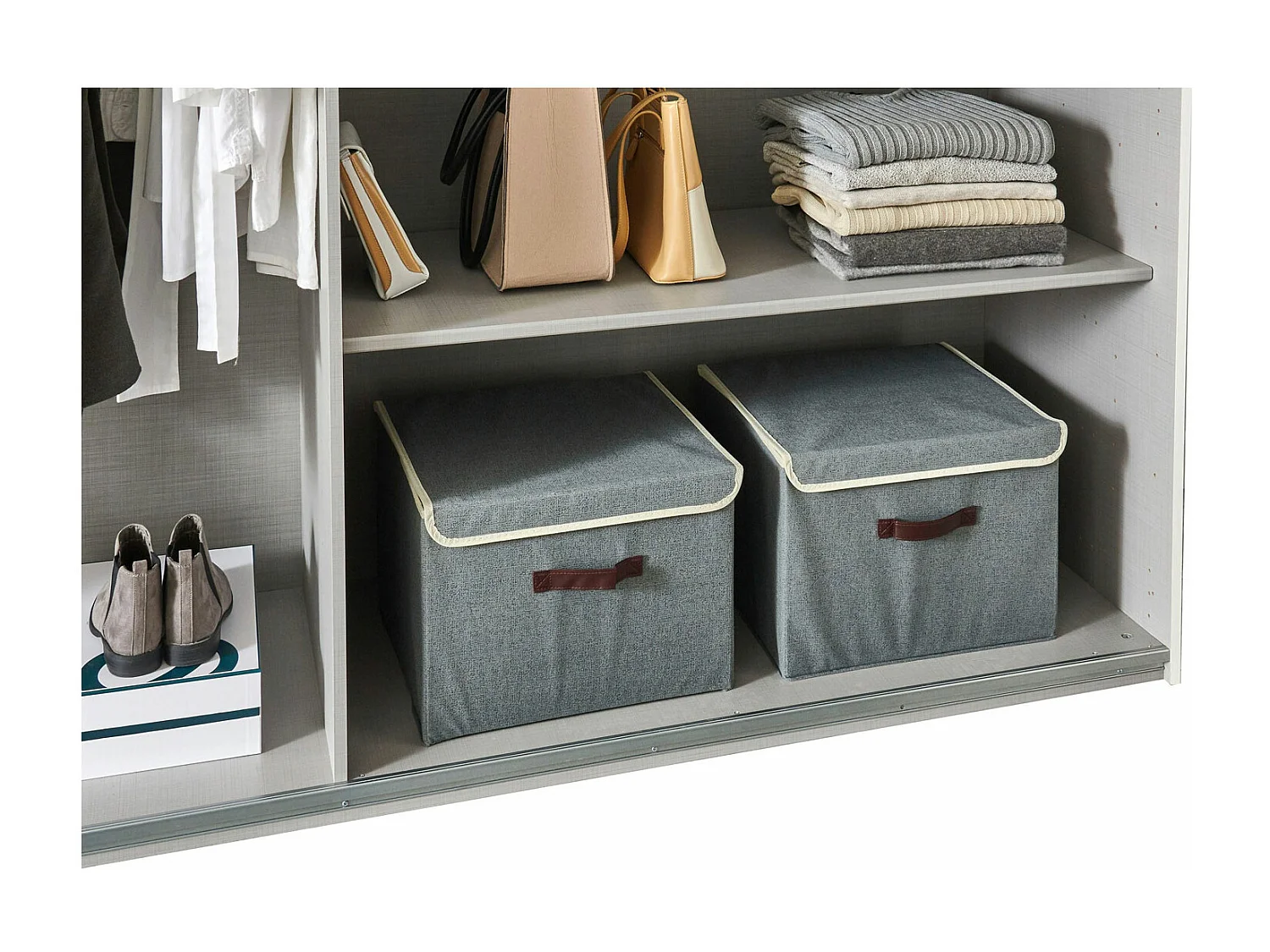 SCHWEBETÜRENSCHRANK Barmbek Weiß / Graphit 270 / 64 / 236cm