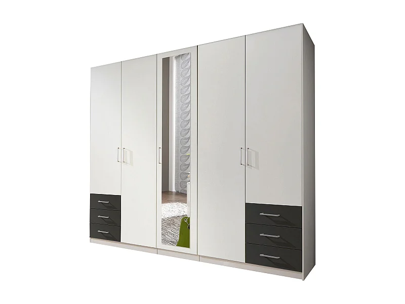 KLEIDERSCHRANK Fuegen weiß / graphit 225 / 58 / 208cm