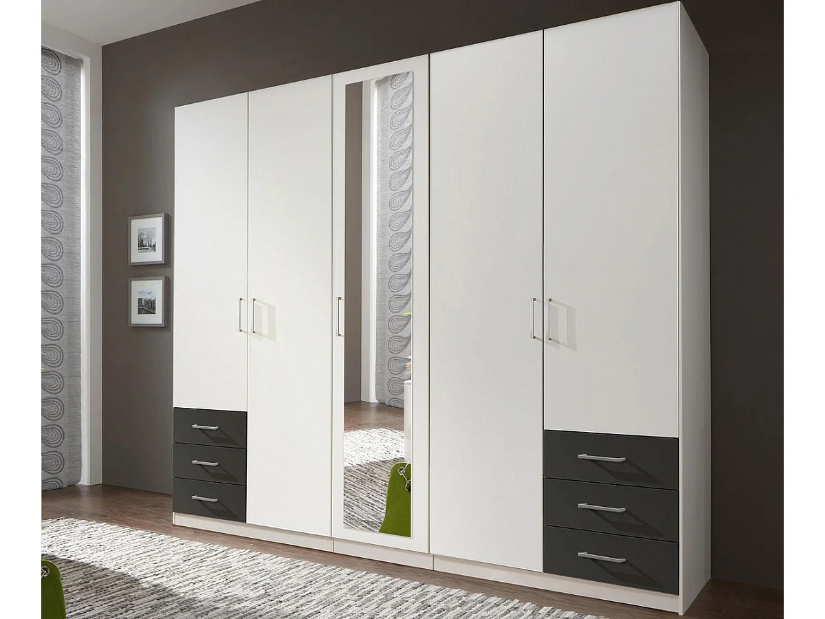 KLEIDERSCHRANK Fuegen weiß / graphit 225 / 58 / 208cm