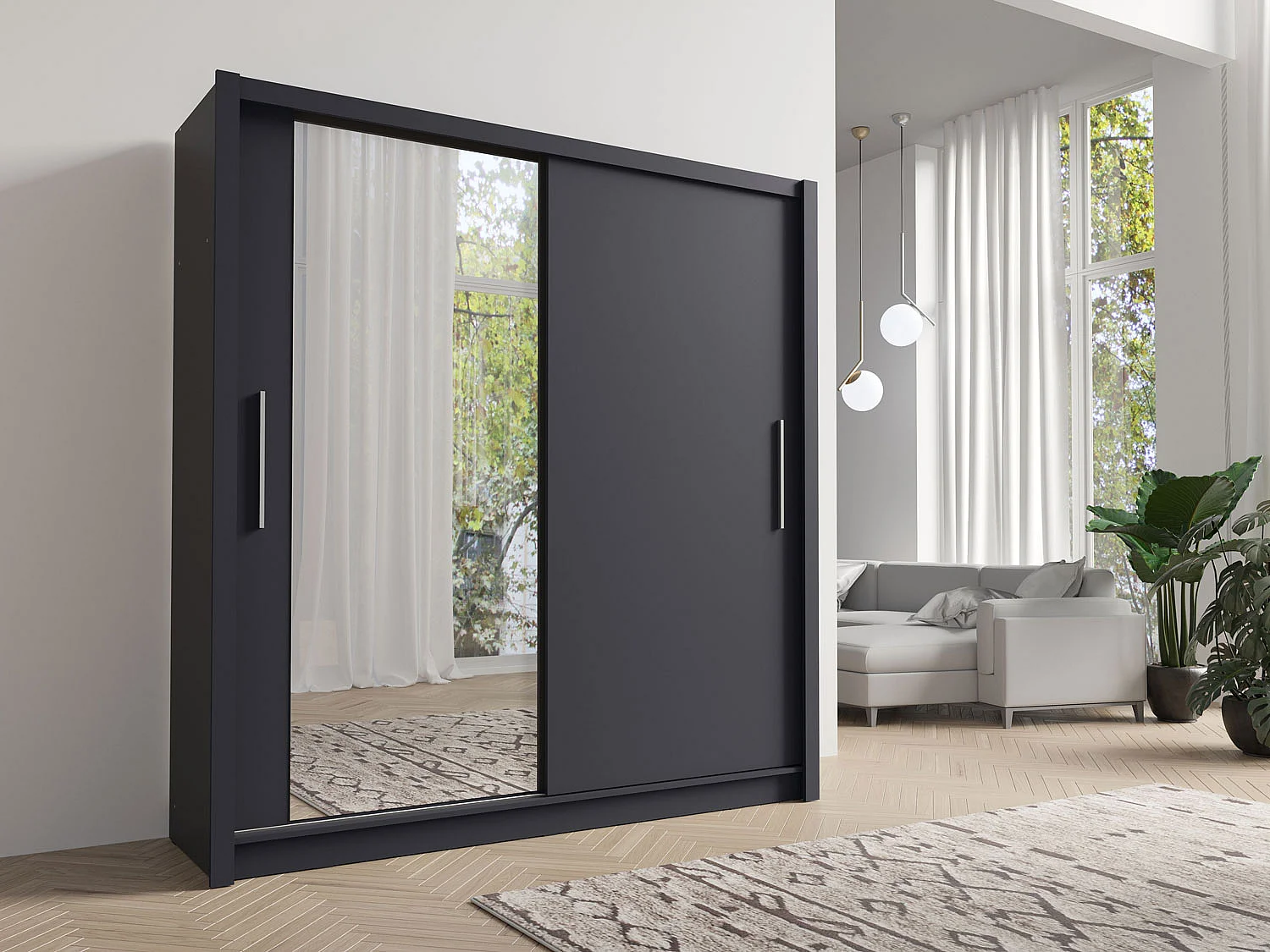 SCHIEBETÜRENSCHRANK Baku graphit 205 / 62 / 214,4cm