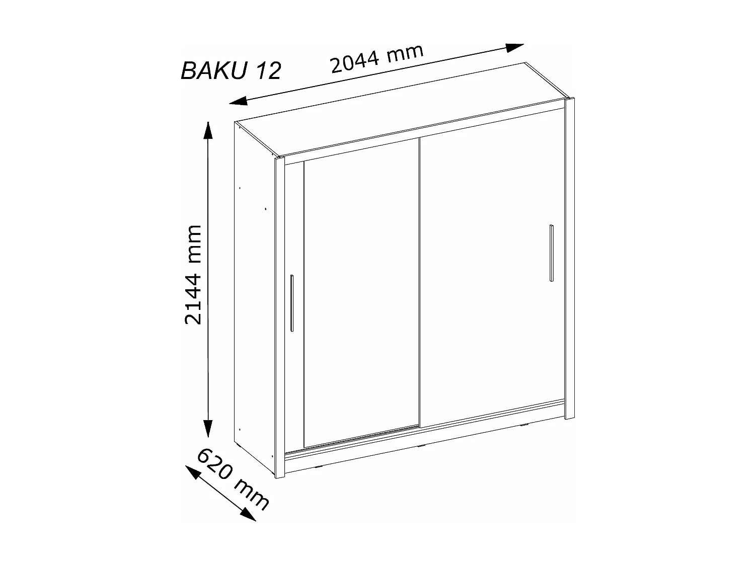 SCHIEBETÜRENSCHRANK Baku graphit 205 / 62 / 214,4cm