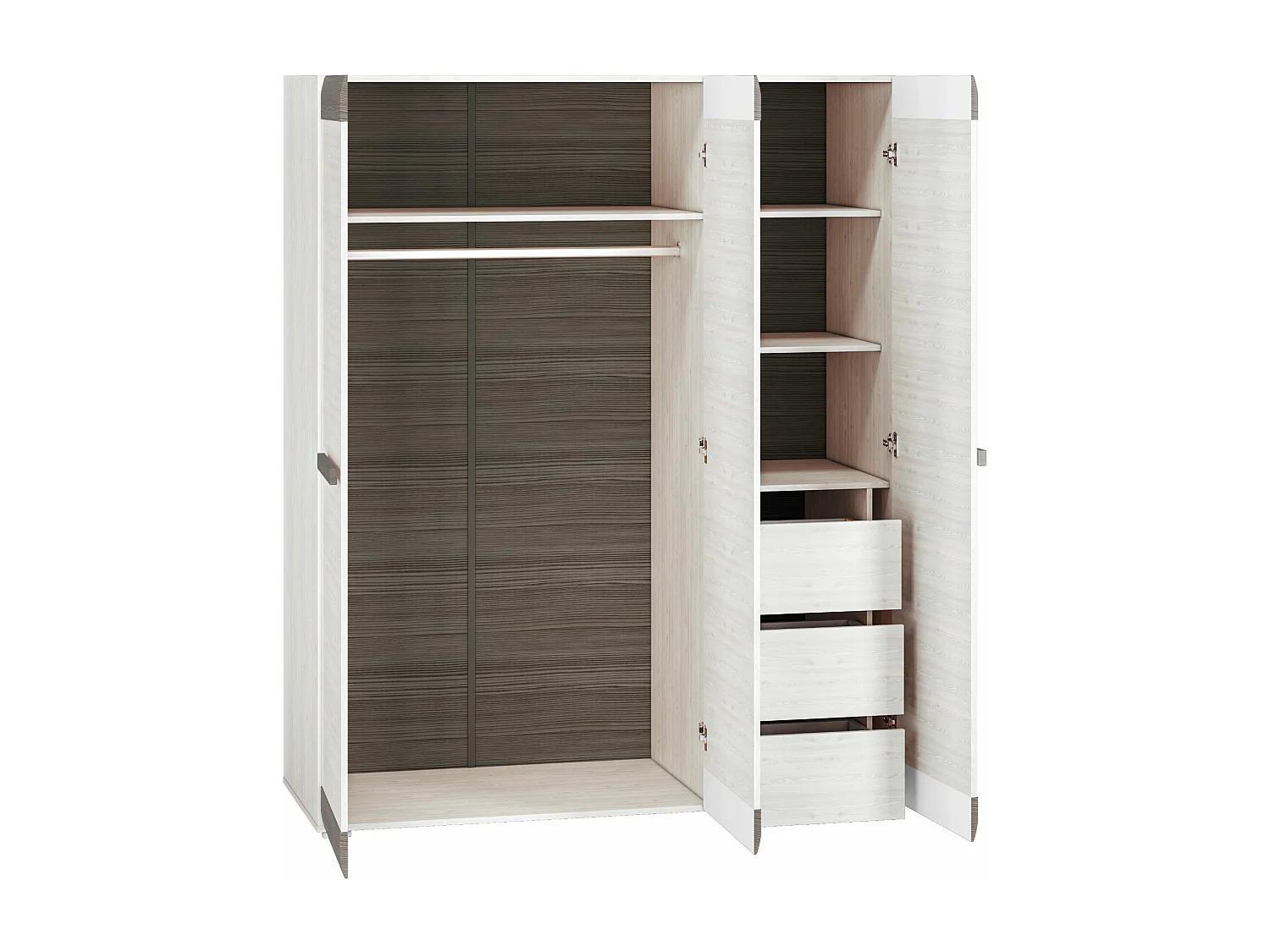 KLEIDERSCHRANK Blanco Pinie weiß / grau 163 / 65 / 202cm