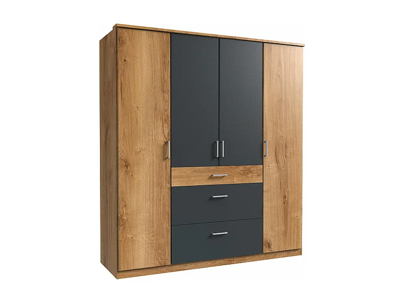 KLEIDERSCHRANK Click Plankeneiche / graphit 180 / 58 / 199cm