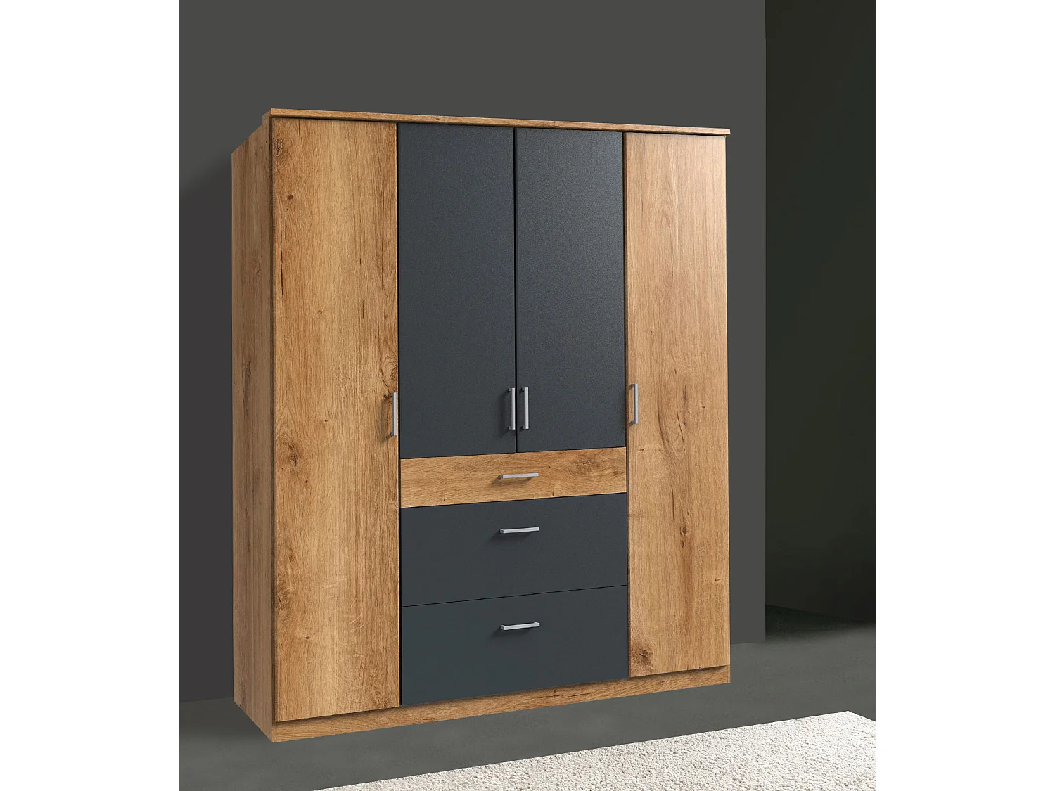KLEIDERSCHRANK Click Plankeneiche / graphit 180 / 58 / 199cm