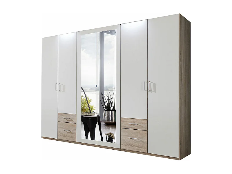 KLEIDERSCHRANK Freiburg Eiche sägerau / weiß 270 / 58 / 210cm