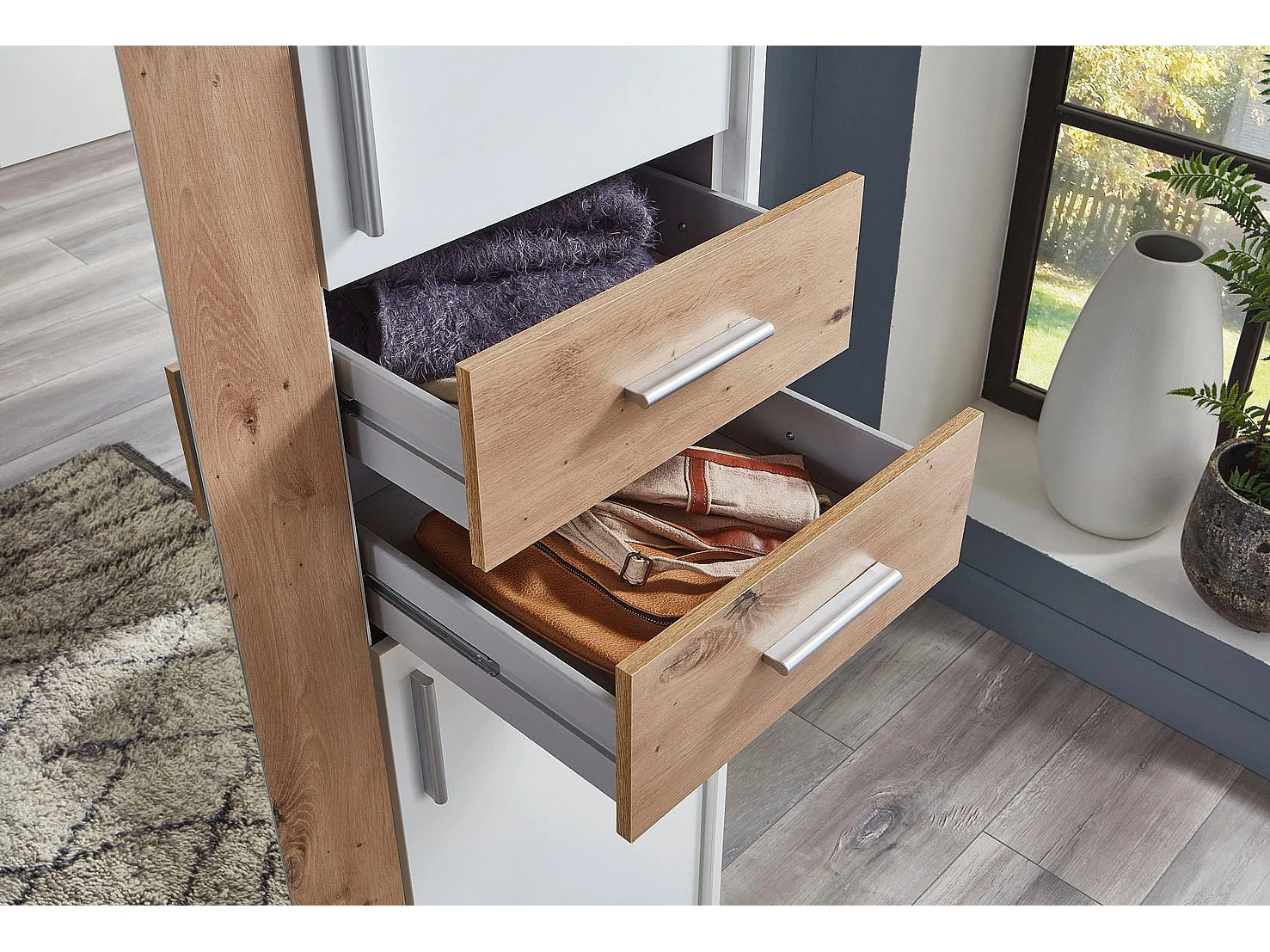 KLEIDERSCHRANK Vegas weiß / Eiche Artisan 228 / 58 / 210cm