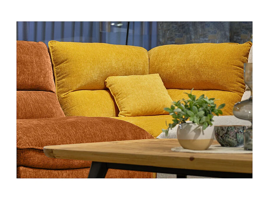 Pouf moelleux pour canapé modulable en tissu doux terracotta - CHARLES