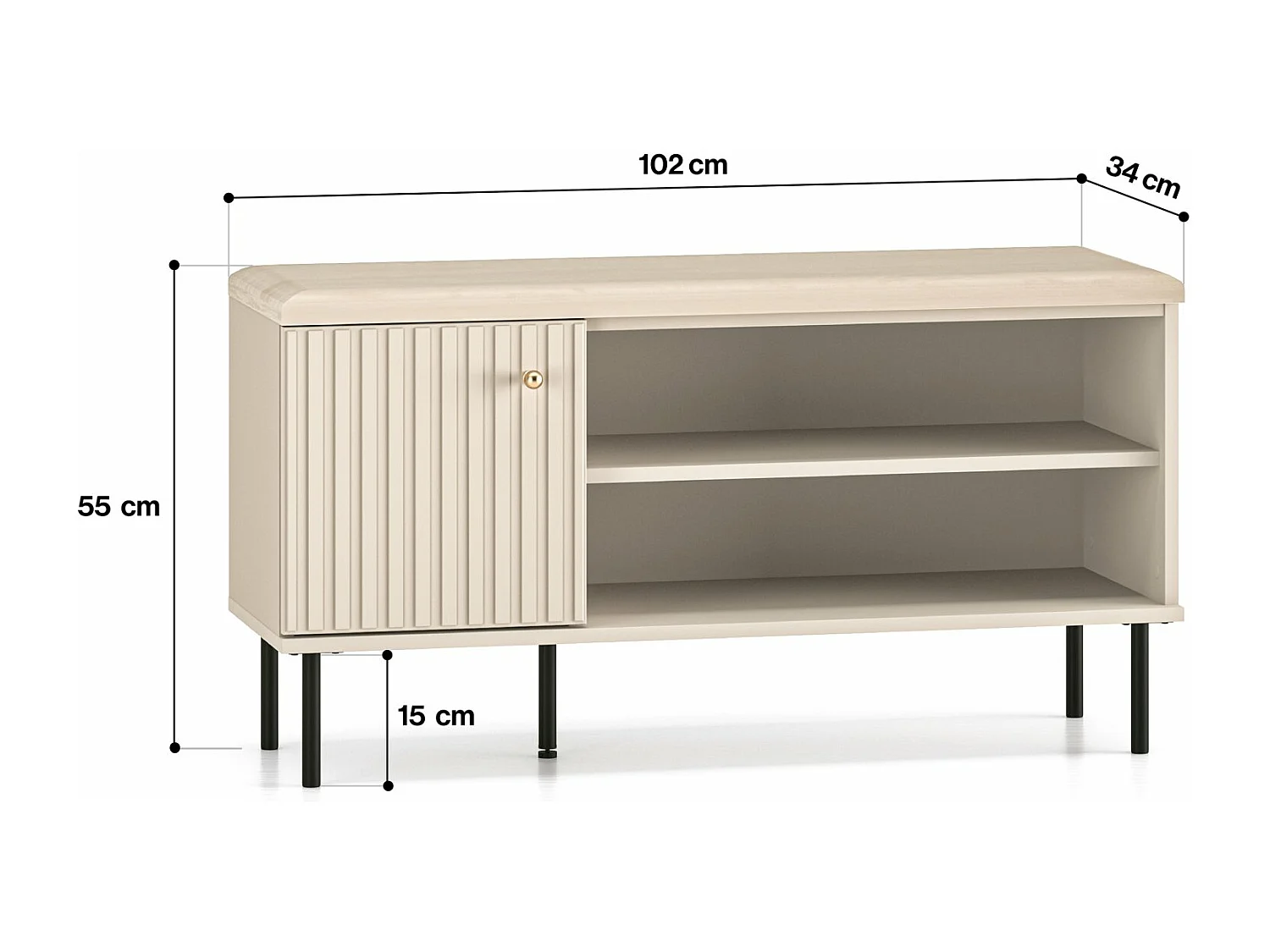Schuhschrank mit Lamellen - Beige - 102 cm - CALETTO