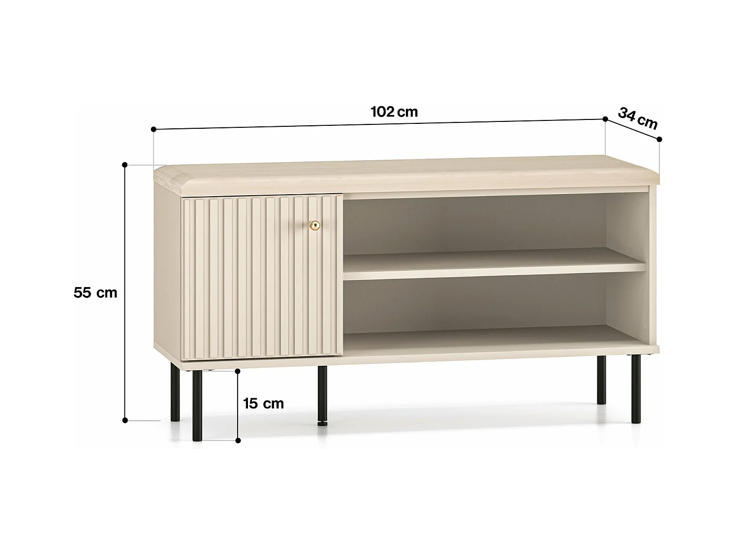 Meuble à chaussures avec lamelles 102 cm - beige - CALETTO