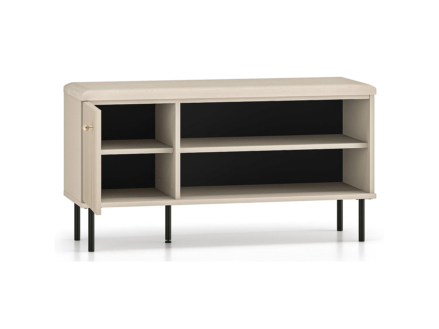 Schoenenkast met lamellen 102 cm - beige - CALETTO