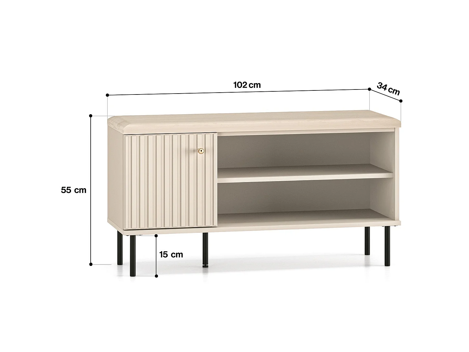 Schoenenkast met lamellen 102 cm - beige - CALETTO