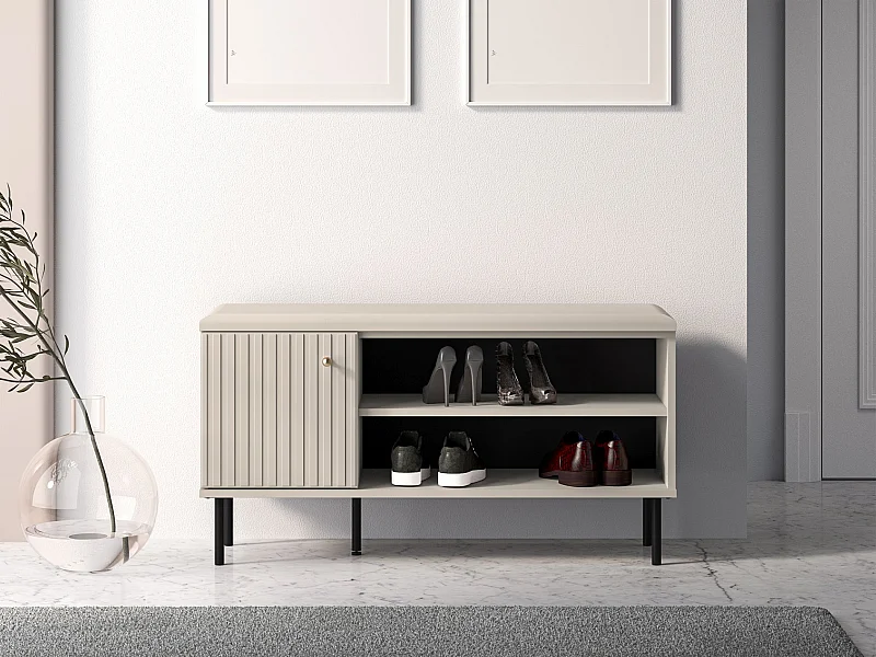 Meuble à chaussures avec lamelles 102 cm - beige - CALETTO