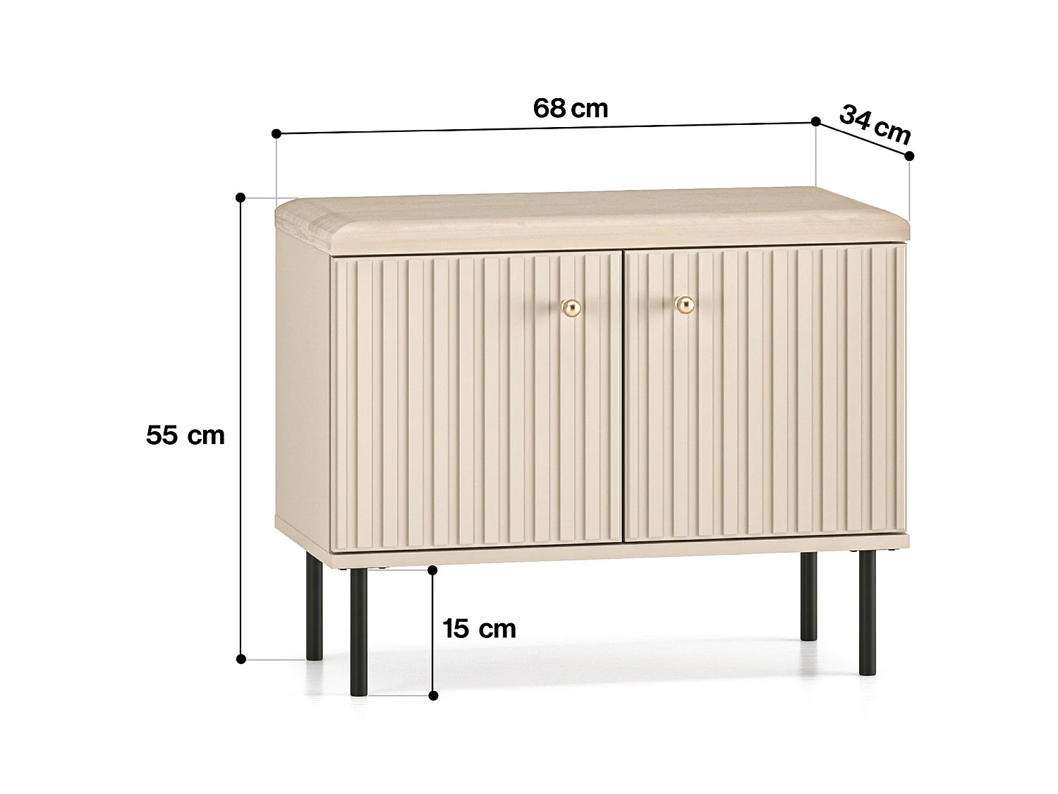 Schuhschrank mit Lamellen - Beige - 68 cm - CALETTO