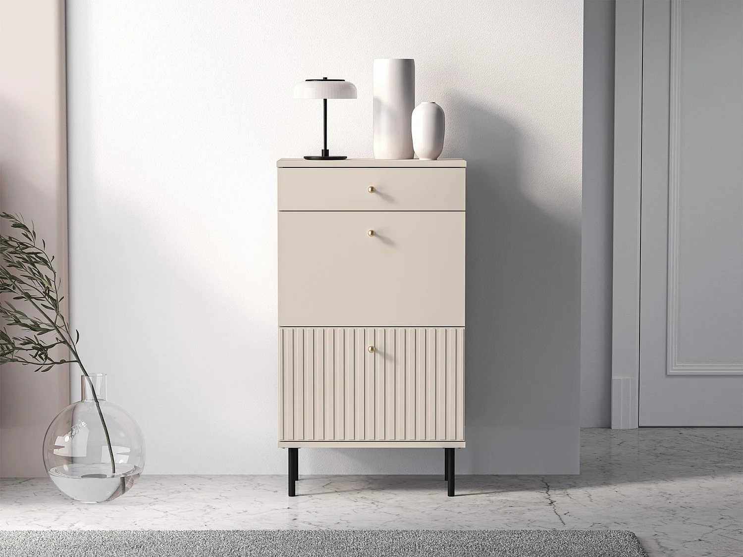 Schoenenkast met lade 55 cm - beige - CALETTO