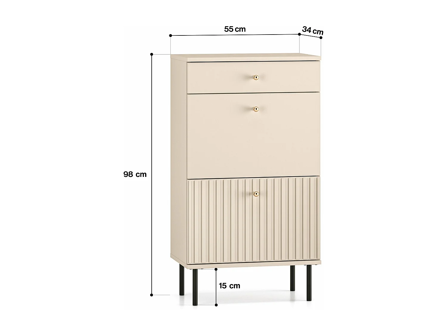 Schoenenkast met lade 55 cm - beige - CALETTO