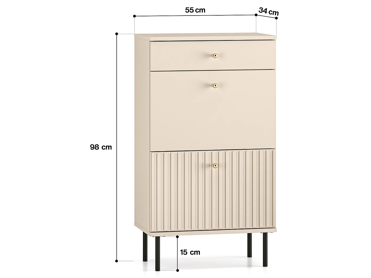 Meuble à chaussures avec tiroir 55 cm - beige - CALETTO