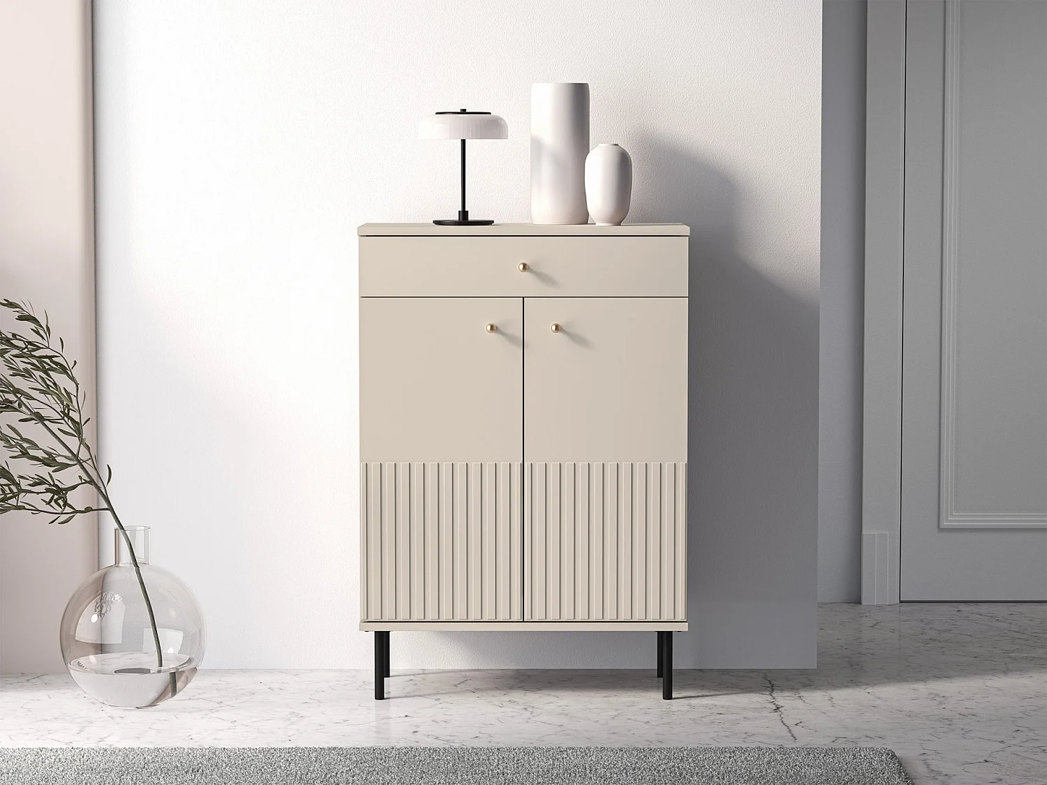 Schoenenkast met lade 68 cm - beige - CALETTO