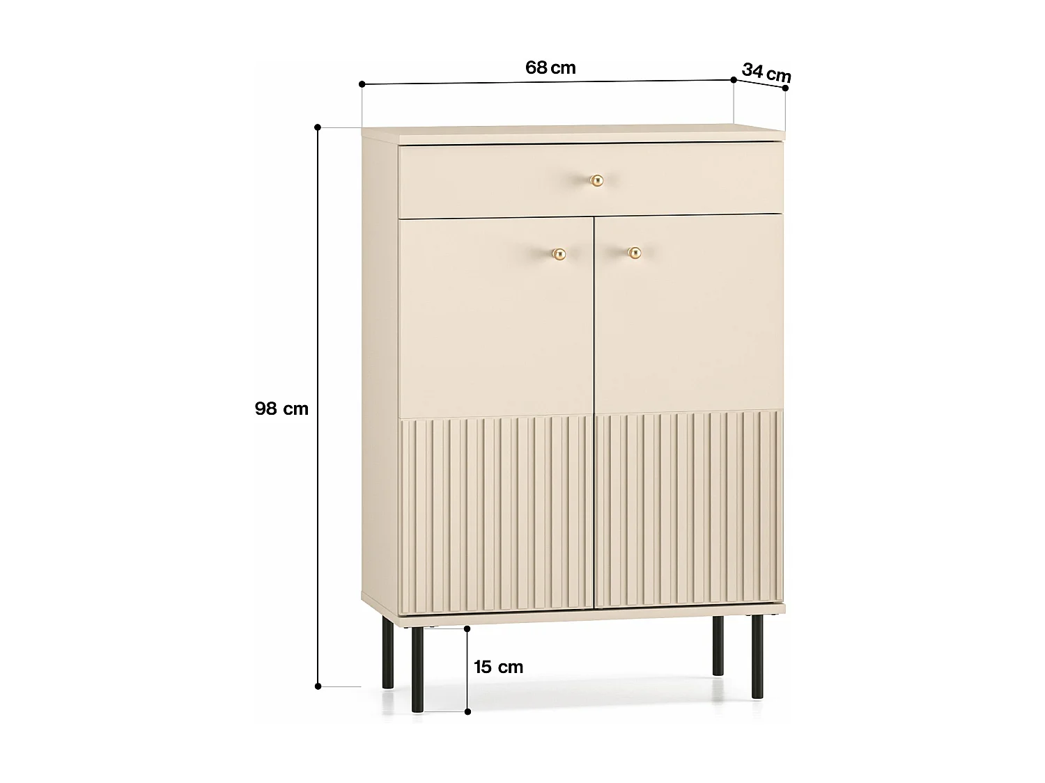Schoenenkast met lade 68 cm - beige - CALETTO