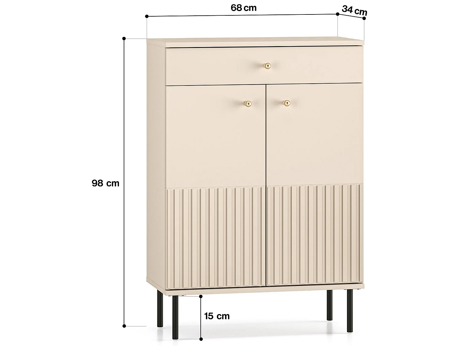 Schuhschrank mit Schublade - Beige - 68 cm - CALETTO