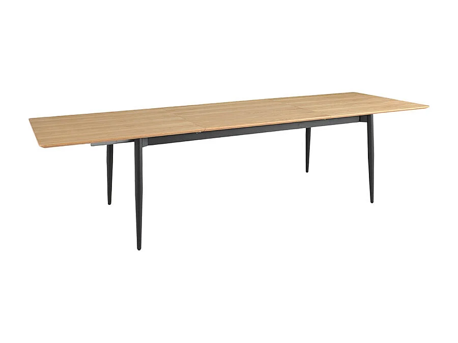 Table repas extensible 200/300 cm placage bois et pieds métal – JOLENE