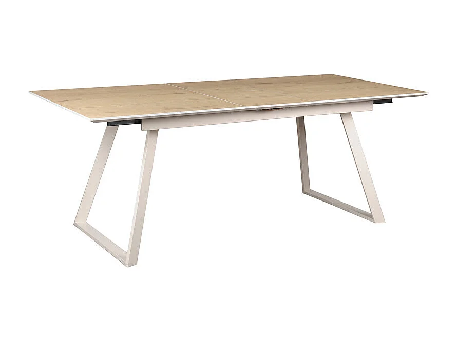 Table de repas extensible 160/200 cm placage bois de chêne - MARJORIE