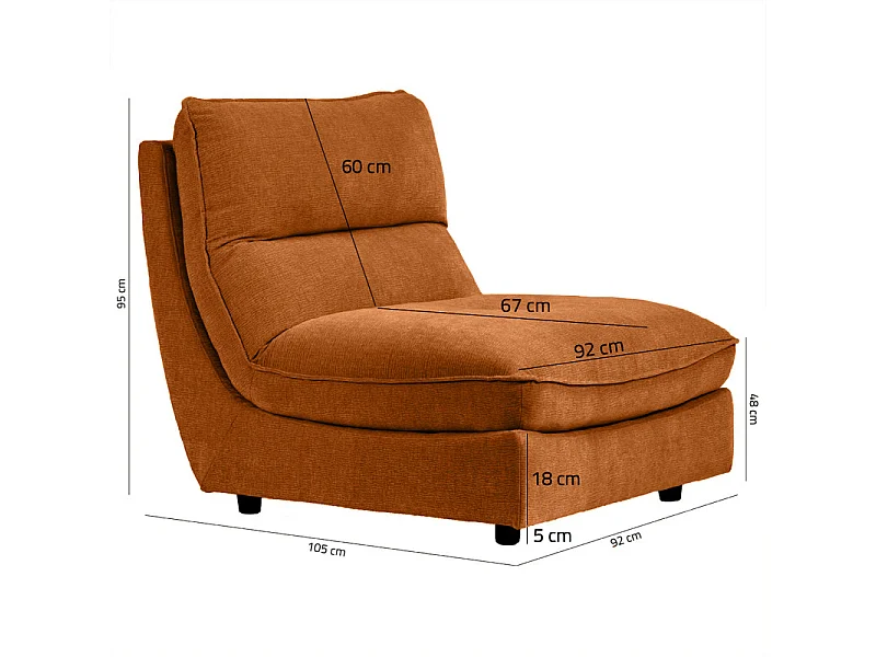 Chauffeuse pour canapé modulable en tissu doux terracotta - CHARLES