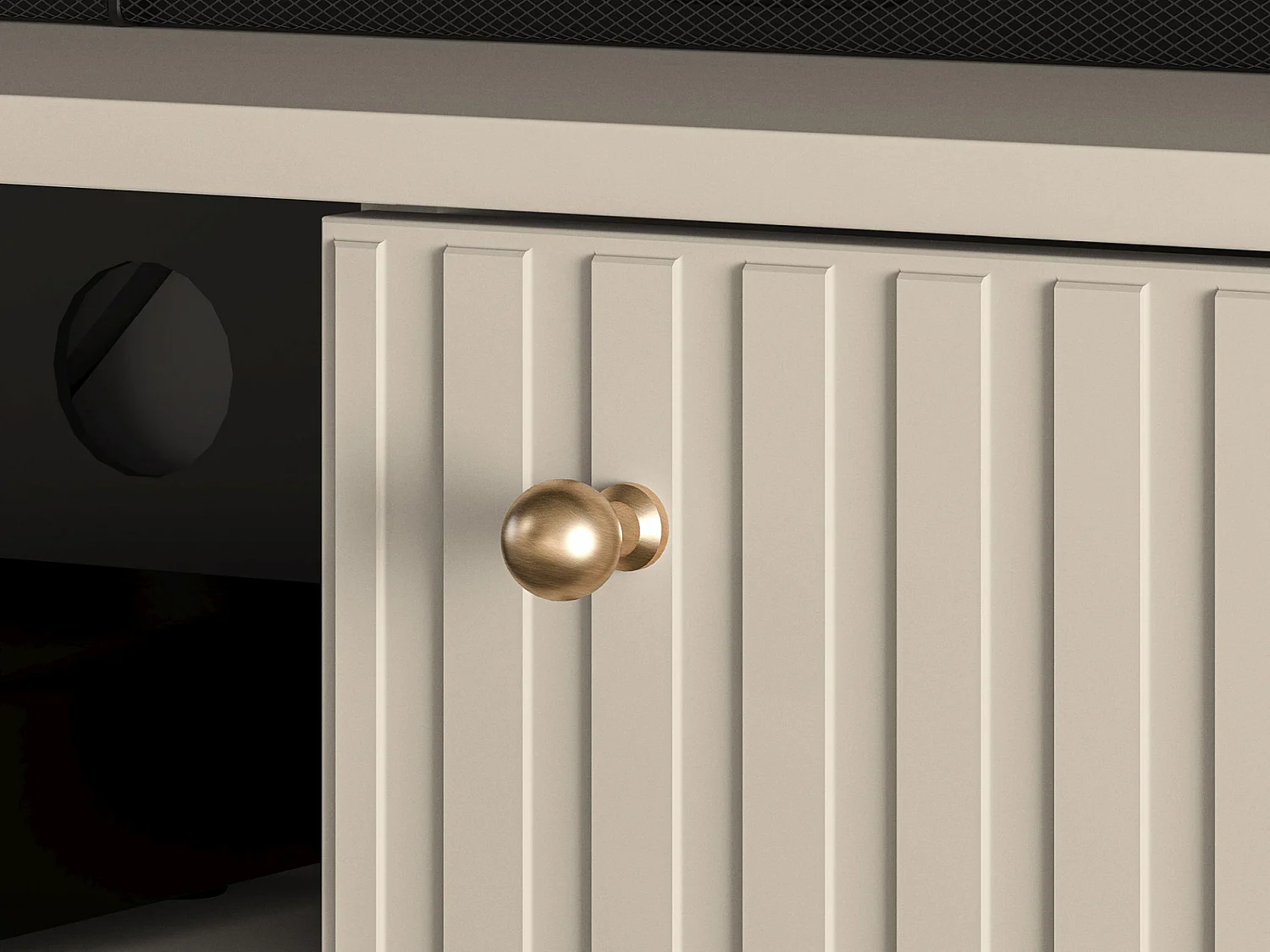 TV-Schrank mit Lamellentüren - Beige - 160 cm - CALETTO