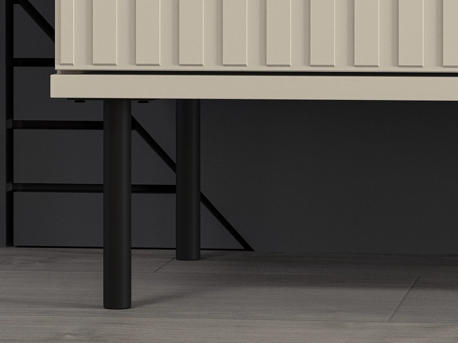 TV-Schrank mit Lamellentüren - Beige - 160 cm - CALETTO