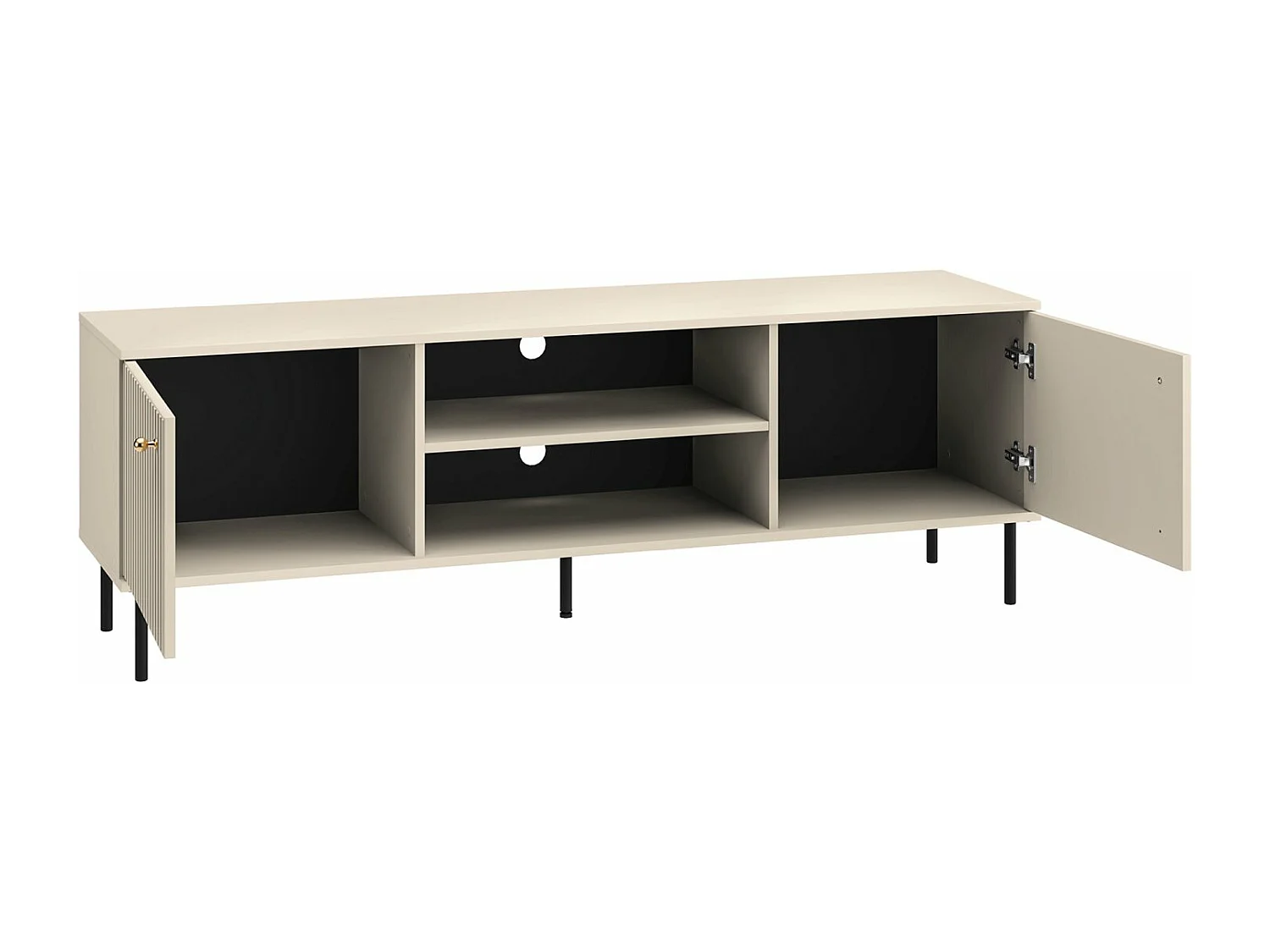 TV-Schrank mit Lamellentüren - Beige - 160 cm - CALETTO
