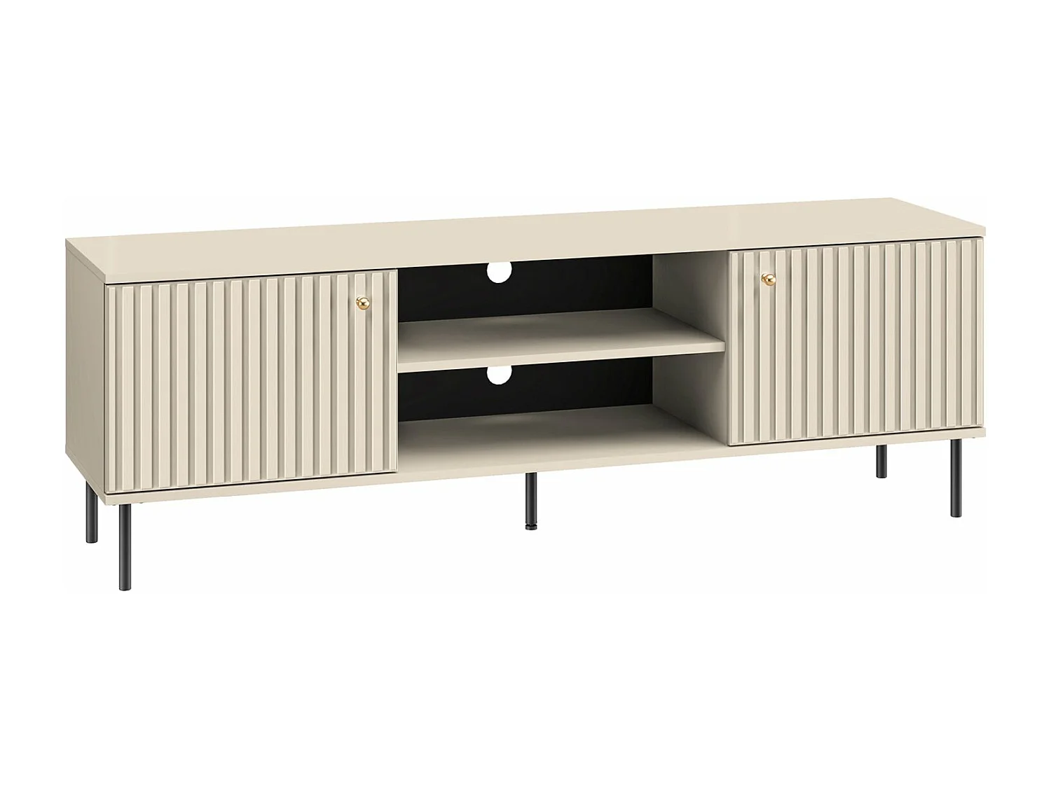 TV-Schrank mit Lamellentüren - Beige - 160 cm - CALETTO
