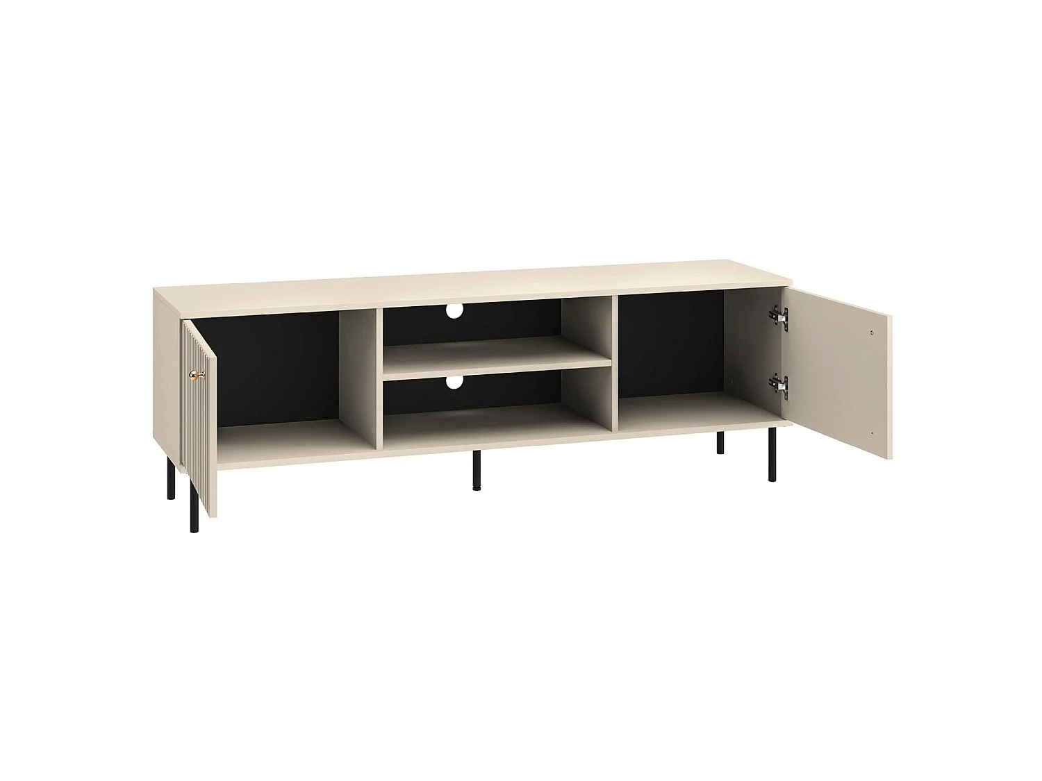 Meuble TV - 2 portes avec lamelles - 160 cm - beige - CALETTO