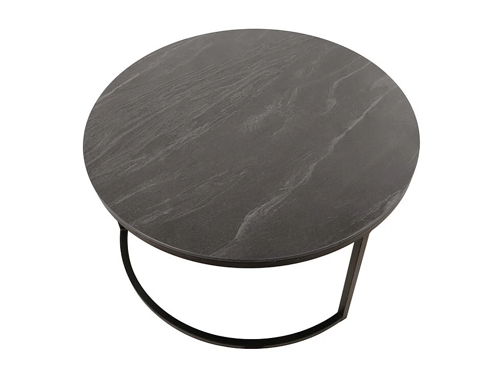 Tables basses gigognes rondes céramique gris marbré pied métal – OXY
