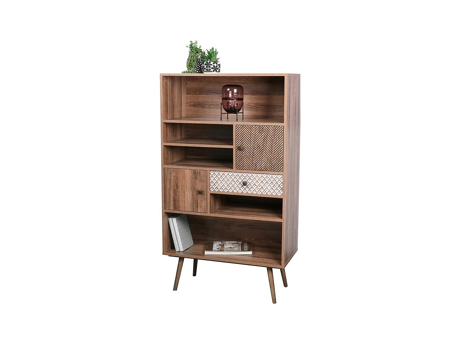 Bibliothèque ALTA coloris chêne clair avec 2 portes et 1 tiroir – Design scandinave et rangement pratique