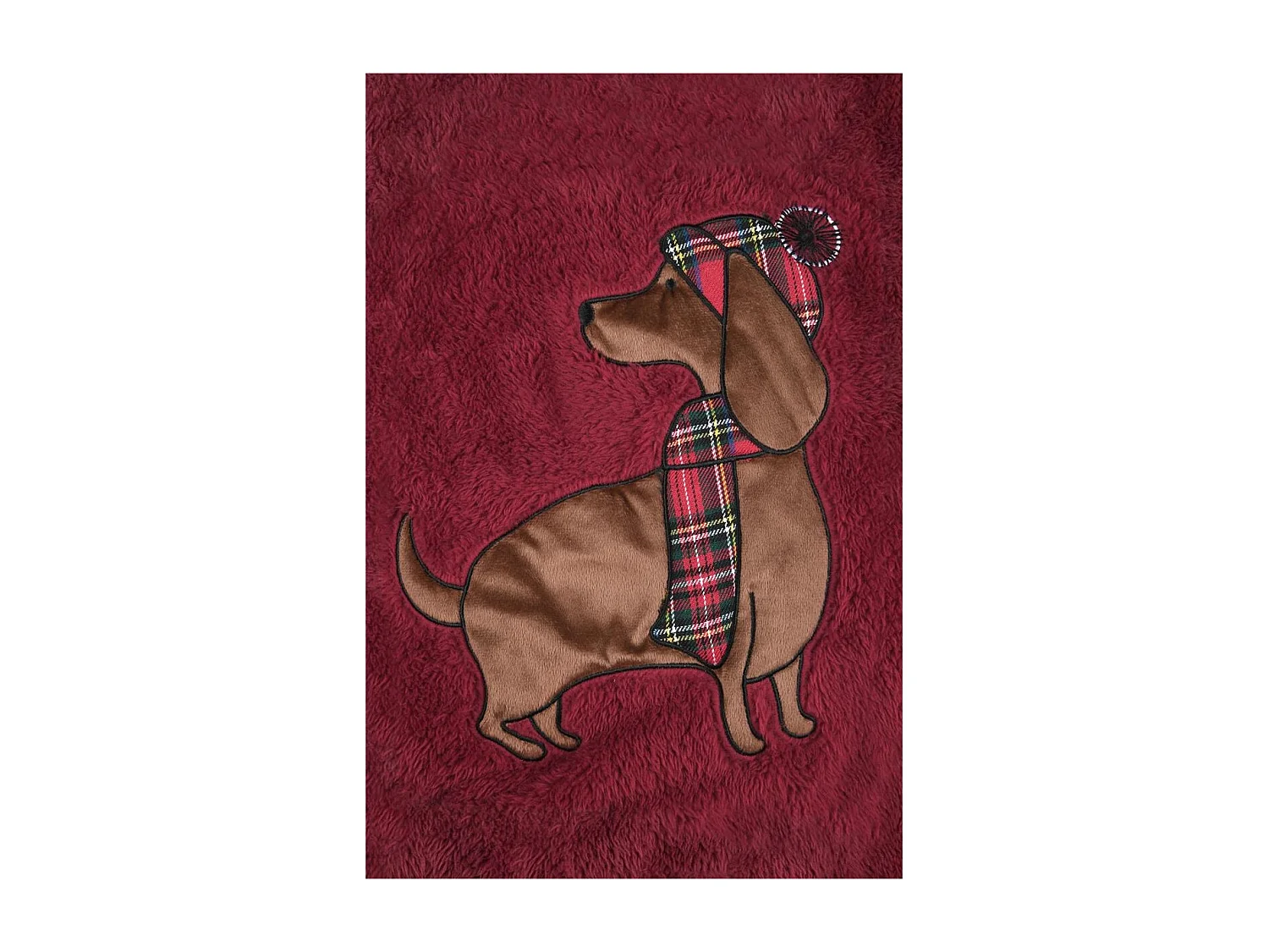 Plaid a poils doux 130 x 150 cm Chien rouge