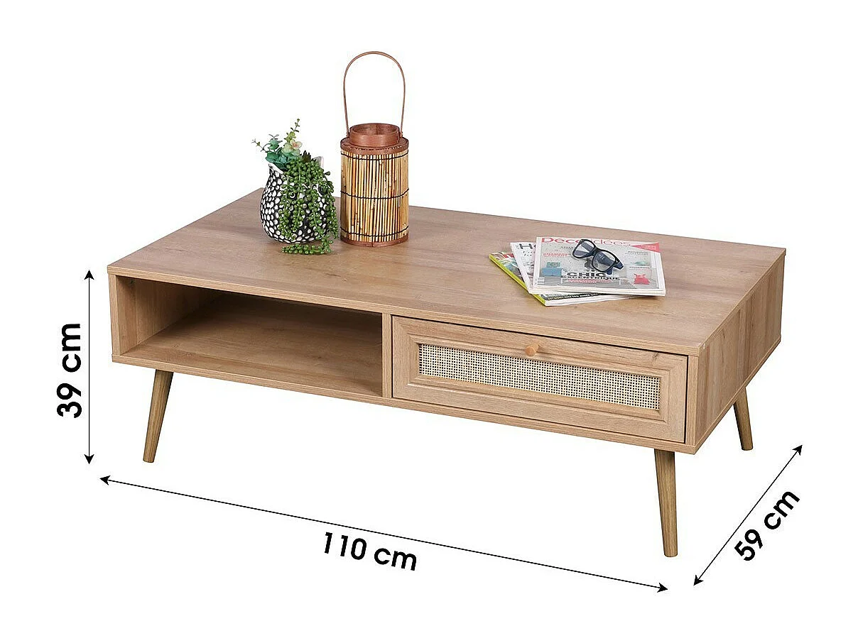 Table basse ALTA chêne clair – Design scandinave et rangement pratique