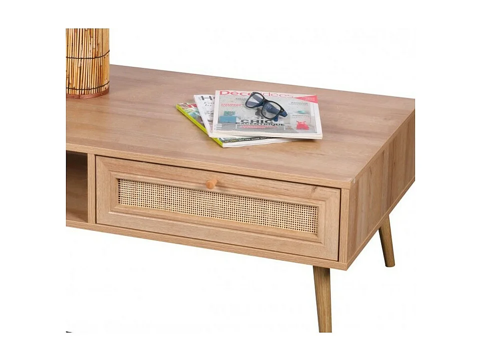 Table basse ALTA chêne clair – Design scandinave et rangement pratique