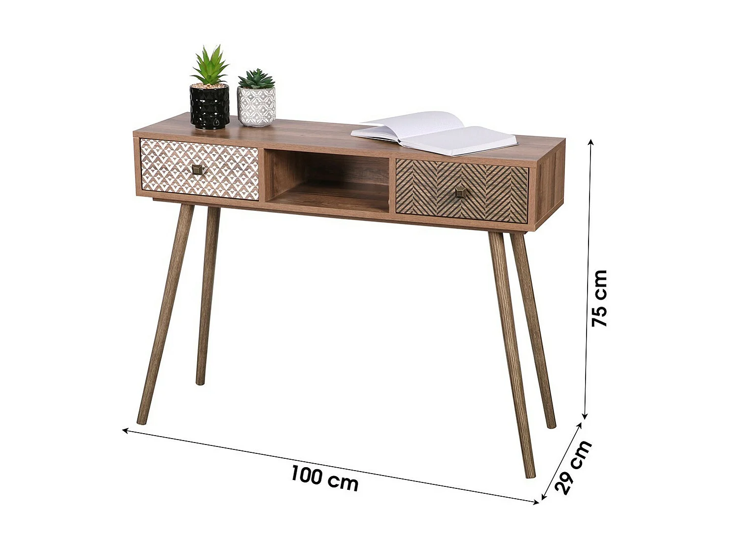 Console ALTA coloris chêne clair avec 2 tiroirs – Design scandinave et rangement pratique