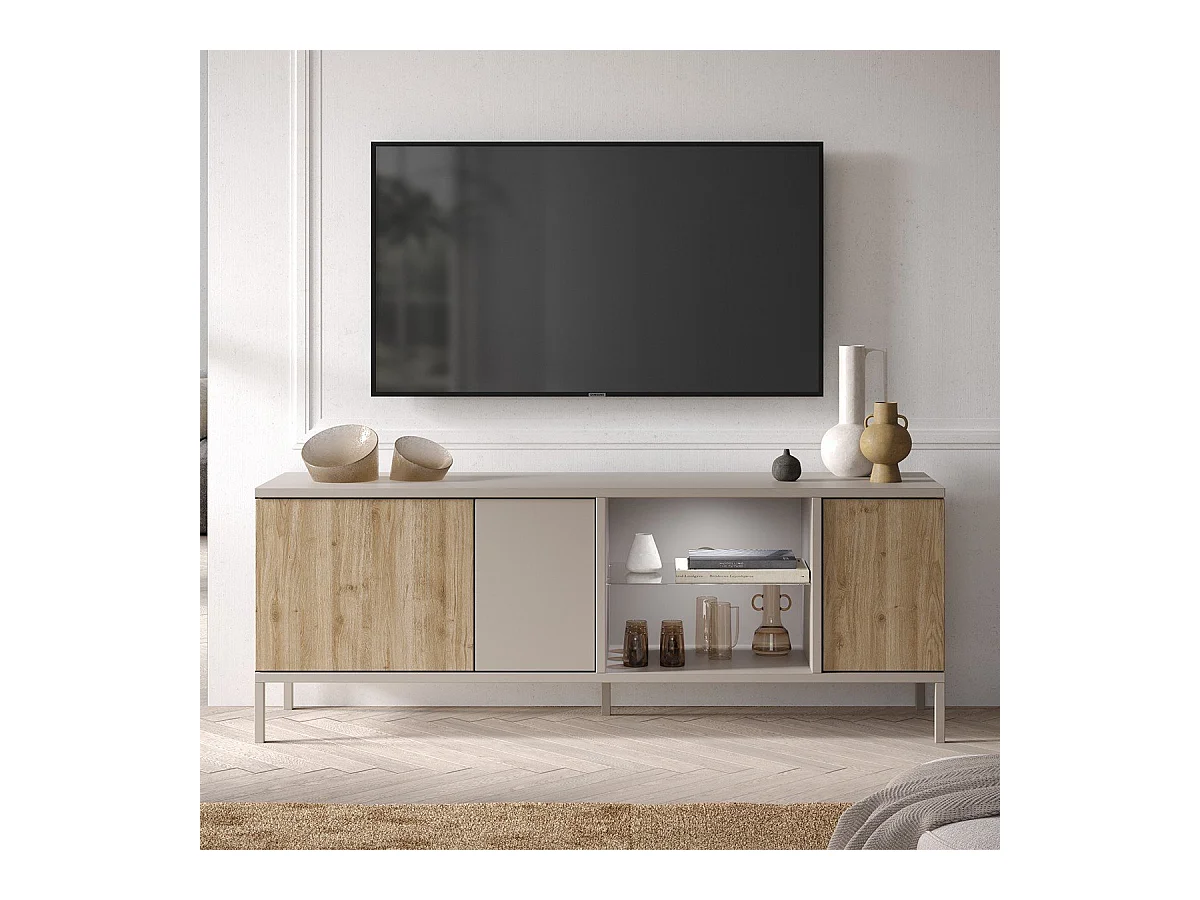 Kleines TV-Möbel 3 Türen und 1 Fach B160 cm - GENT