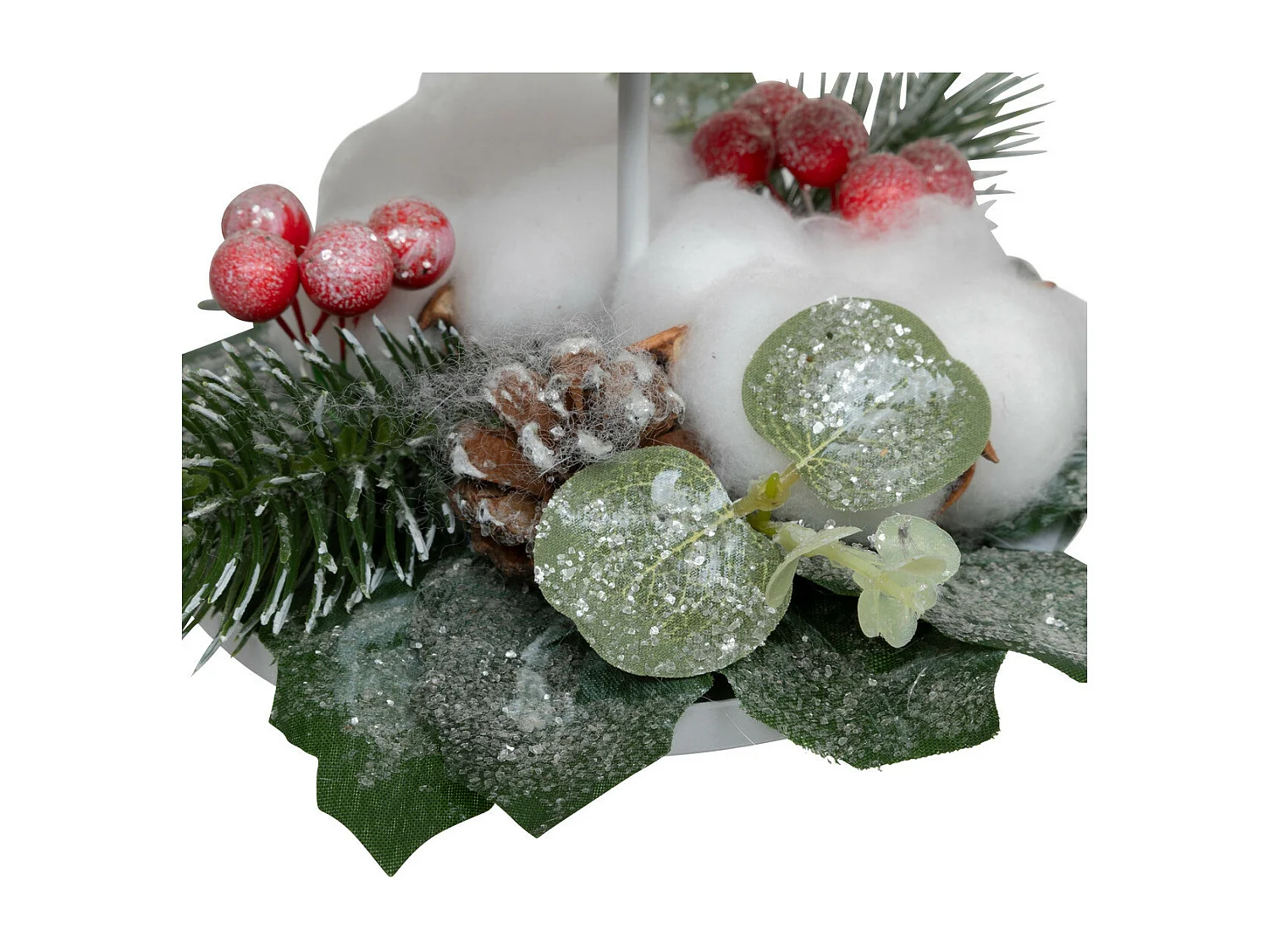 Bougeoir Photophore Sapin en métal Blanc avec déco