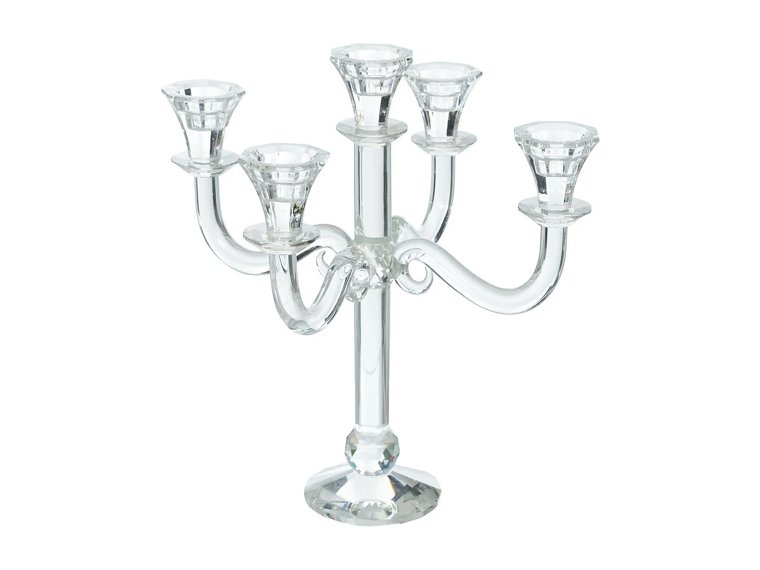 Bougeoir Chandelier 5 Branches en verre H 33 cm